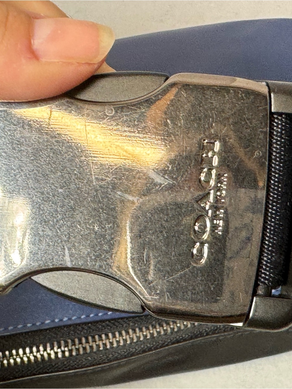 Coach Warren Men’s Blue and Gray Camo Leather Belt Bag - Picture 7 of 14